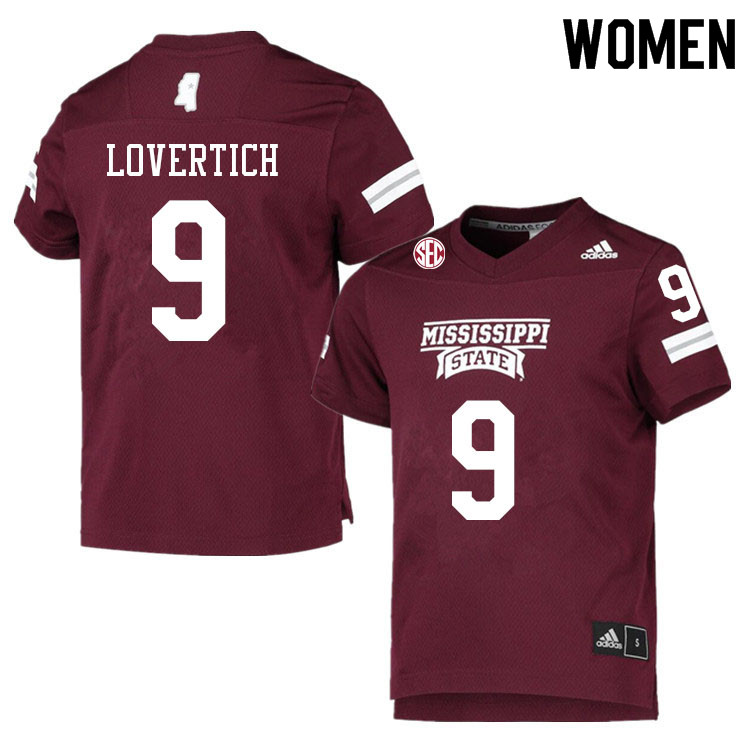 Women #9 Chance Lovertich Mississippi State Bulldogs College Football Jerseys Sale-Maroon